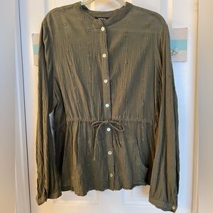 Torrid Olive Green Floral Embroidered Gauze Jacket Top Sz 2X